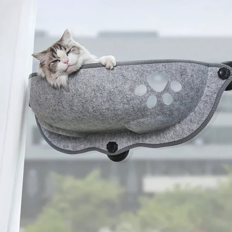Cozy Felt Cat Window Perch With Suctions Cups and Mat