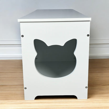 White Cat Litter Box Enclosure with Top Open Design