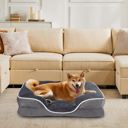 Memory Foam Pet Bed with Washable Cover, Non-Slip Base, and Waterproof Liner