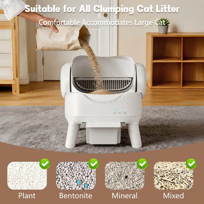 Open-Top Self Cleaning Cat Litter Box, Automatic Cat Litter Box