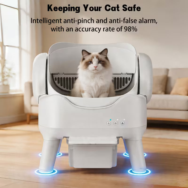 Open-Top Self Cleaning Cat Litter Box, Automatic Cat Litter Box