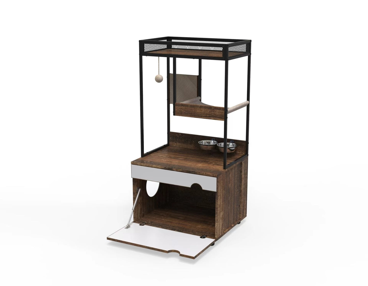 Cat Litter Box Enclosure with Cat Tree Tower