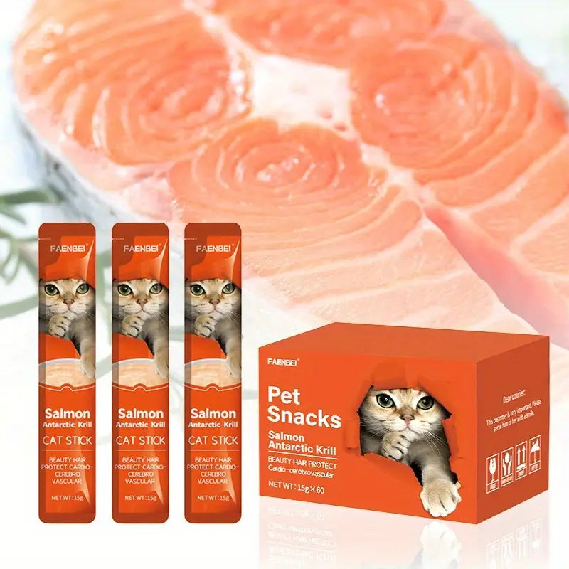 Lickable Wet Cat Delights - Snacks for Healthy Feline Friends with Squeezable Puree Liquid (60 Pack)