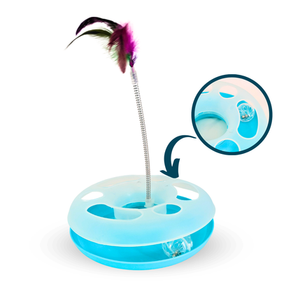 Stimulating Circular Ball Chase Toy with Feather Swatter