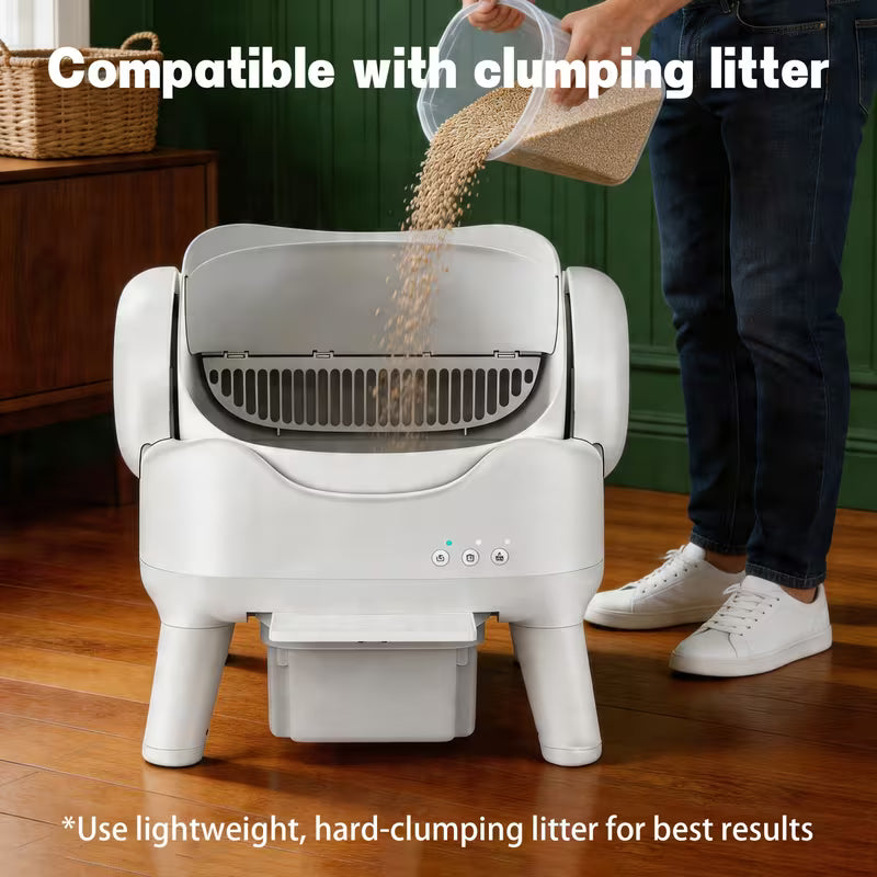 Open-Top Self Cleaning Cat Litter Box, Automatic Cat Litter Box