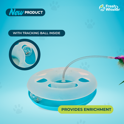 Stimulating Circular Ball Chase Toy with Feather Swatter