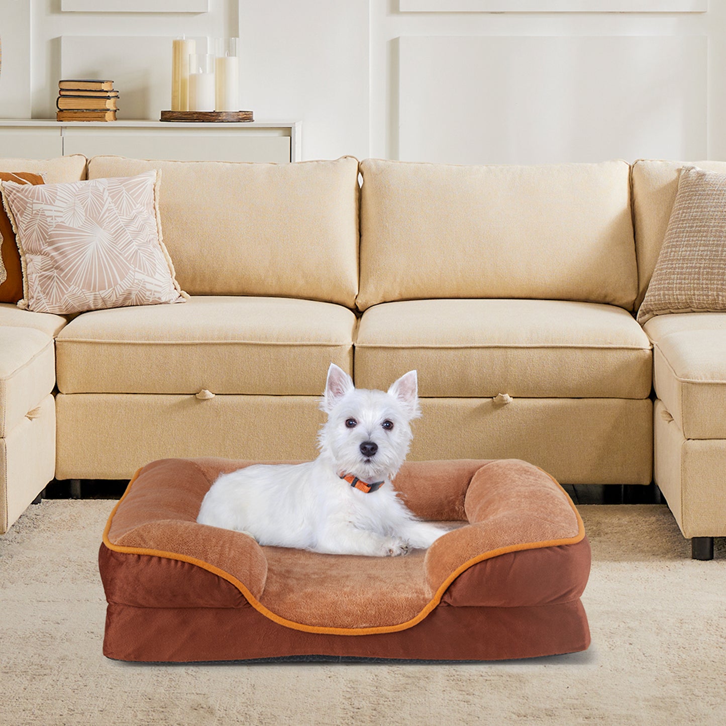 Memory Foam Pet Bed with Washable Cover, Non-Slip Base, and Waterproof Liner