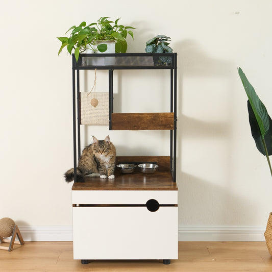 Cat Litter Box Enclosure with Cat Tree Tower