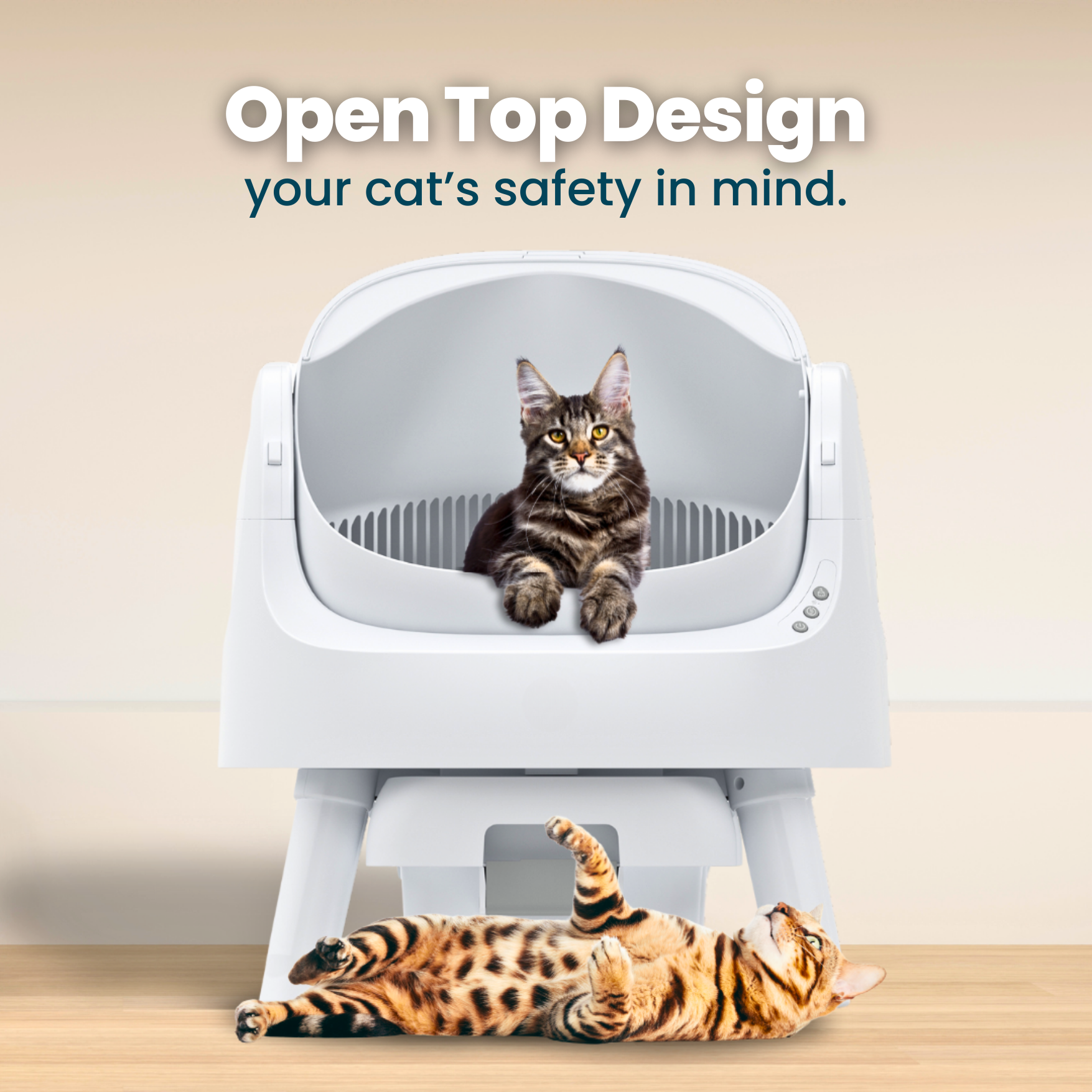 Open-Top Self Cleaning Cat Litter Box, Automatic Cat Litter Box