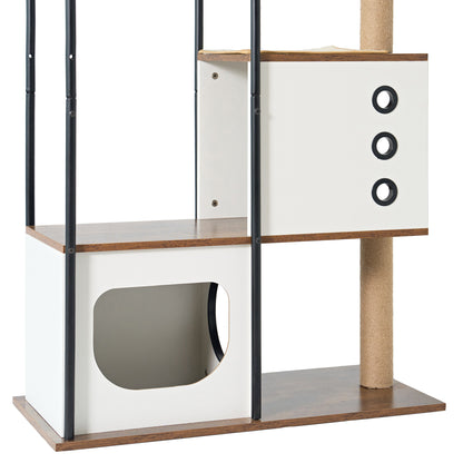 Modern Cat Tree Tower, Multi-Level Cat Condo with 1 Cave, 2 Scratching Posts, & 1 Perch