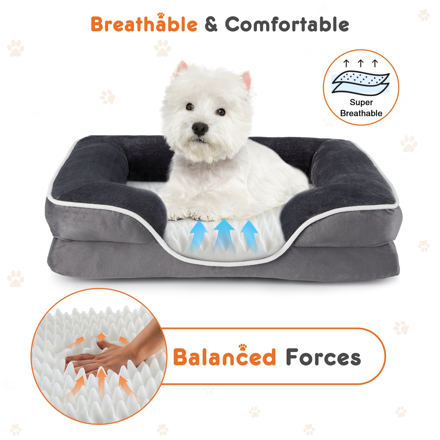 Memory Foam Pet Bed with Washable Cover, Non-Slip Base, and Waterproof Liner