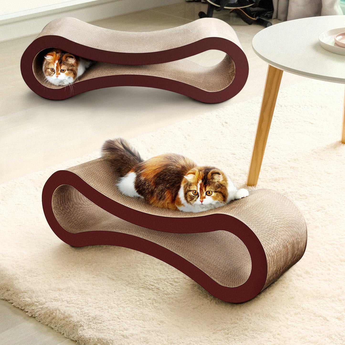 Infinity Shaped Cat Scratcher Bed with Durable Cardboard Scratching Pad