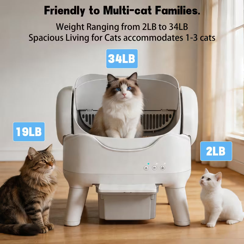 Open-Top Self Cleaning Cat Litter Box, Automatic Cat Litter Box