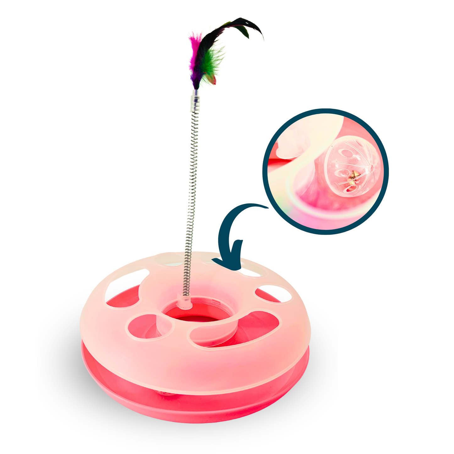 Stimulating Circular Ball Chase Toy with Feather Swatter