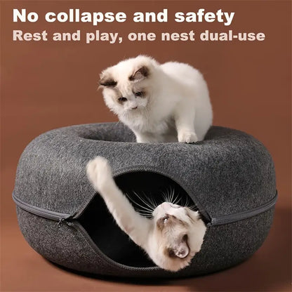 Cozy Cat Cave Donut Tunnel Bed