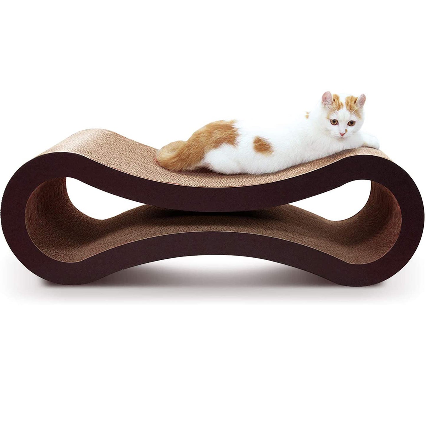 Infinity Shaped Cat Scratcher Bed with Durable Cardboard Scratching Pad