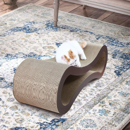 Infinity Shaped Cat Scratcher Bed with Durable Cardboard Scratching Pad