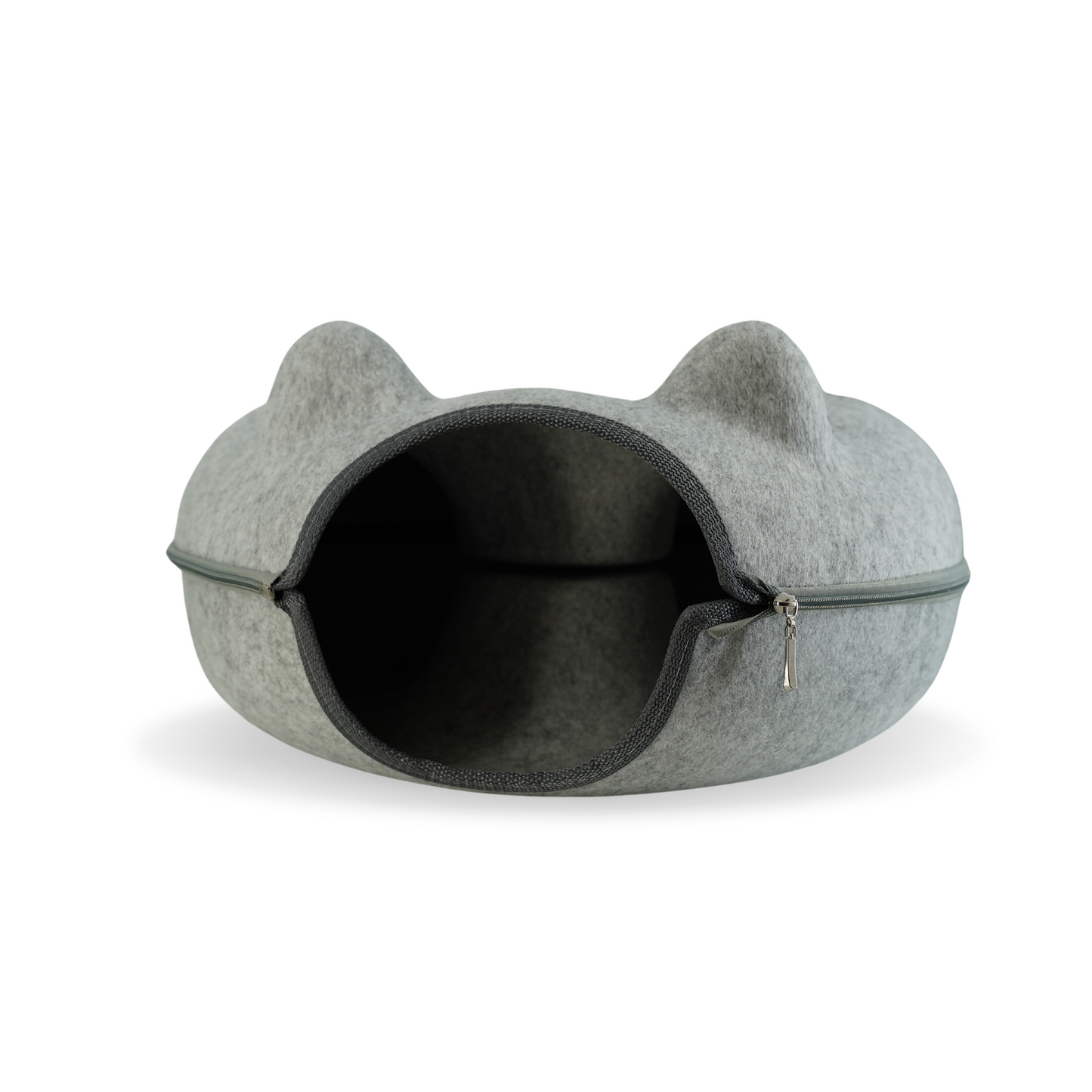 Cozy Cat Cave Donut Tunnel Bed with Cat Ears