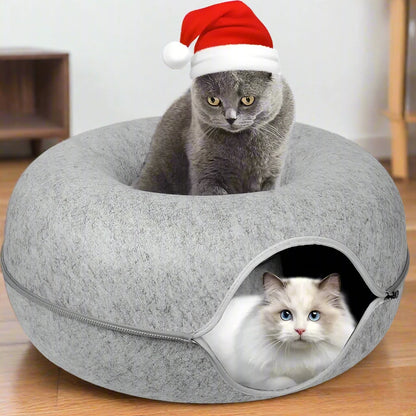 Cozy Cat Cave Donut Tunnel Bed