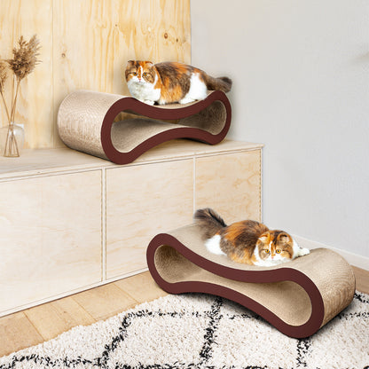 Infinity Shaped Cat Scratcher Bed with Durable Cardboard Scratching Pad