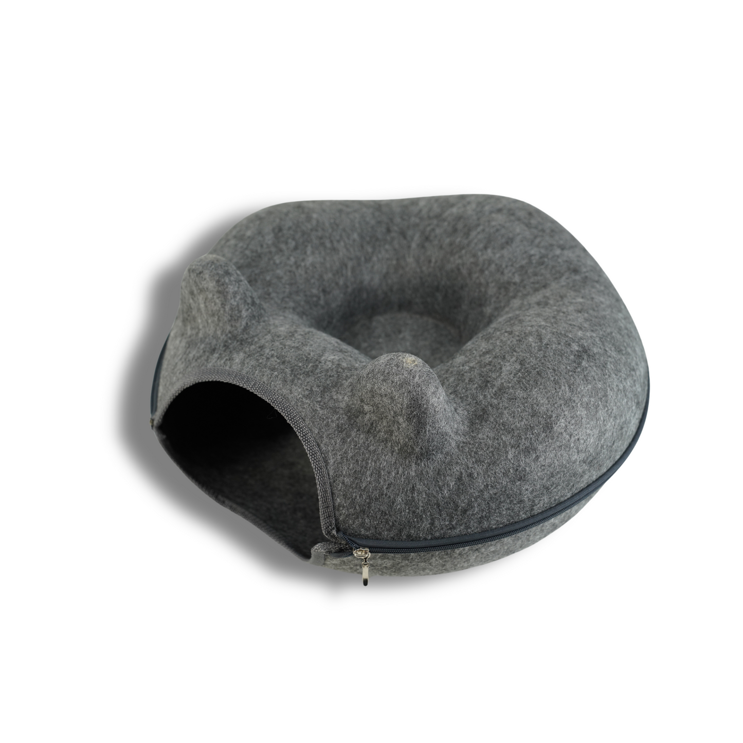 Cozy Cat Cave Donut Tunnel Bed with Cat Ears