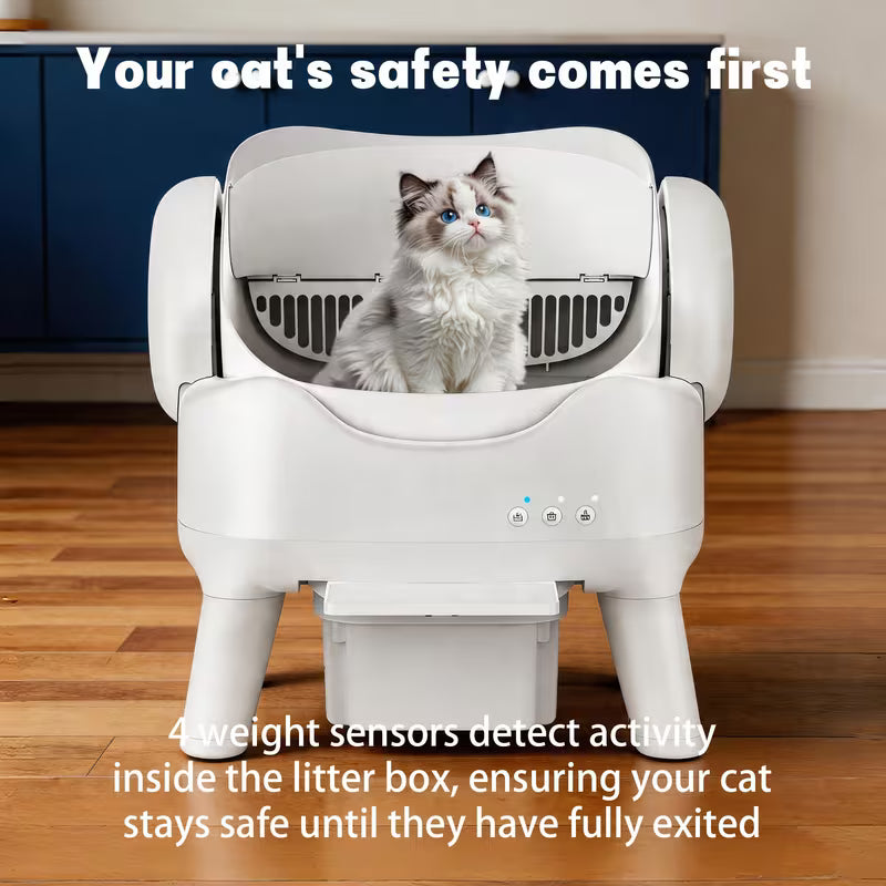Open-Top Self Cleaning Cat Litter Box, Automatic Cat Litter Box