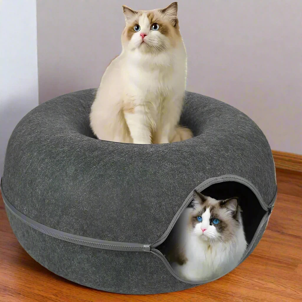 Cozy Cat Cave Donut Tunnel Bed