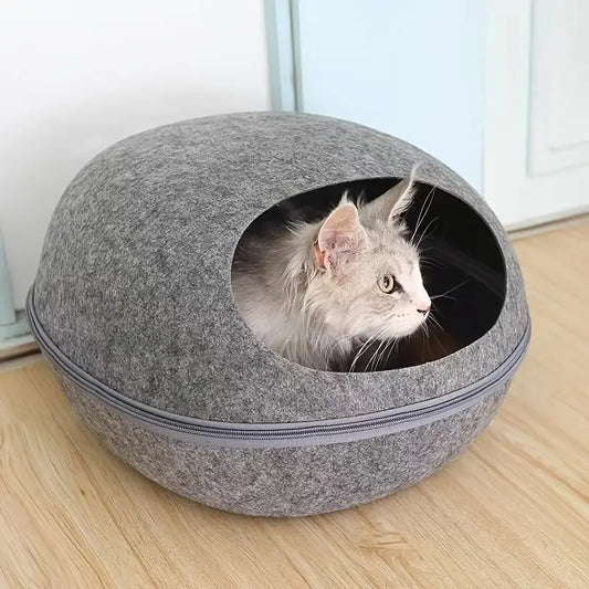 Felt Cat Cave Bed with Zipper