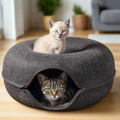 Cozy Kitty Cat Donut Tunnel Bed