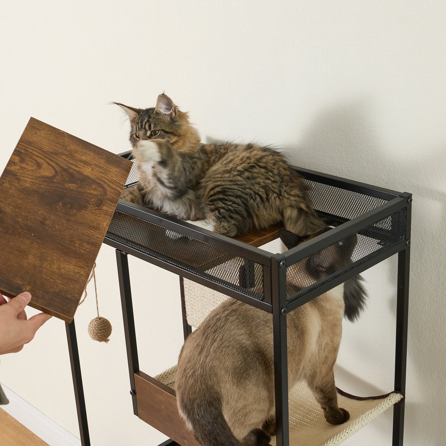 Cat Litter Box Enclosure with Cat Tree Tower