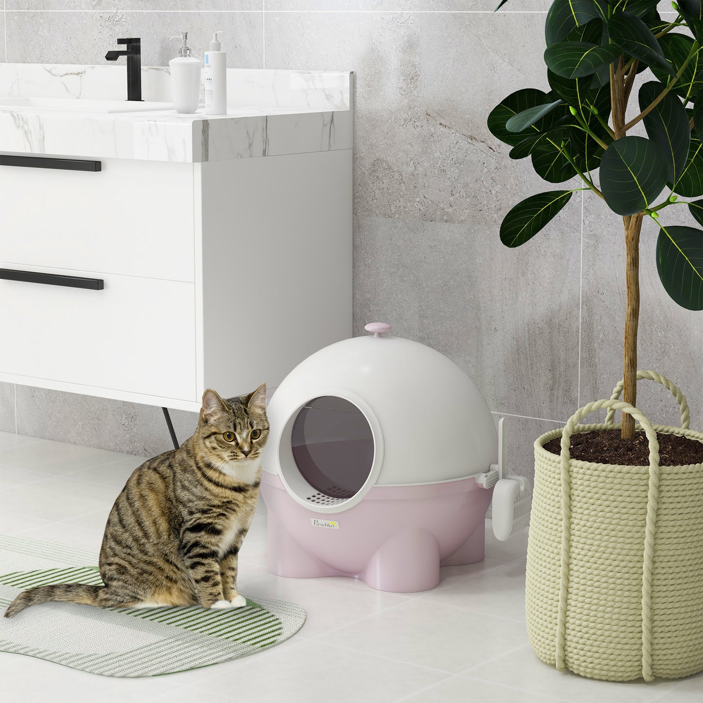 Hooded Cat Litter Box for Large Cats with Scoop