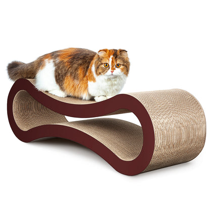 Infinity Shaped Cat Scratcher Bed with Durable Cardboard Scratching Pad