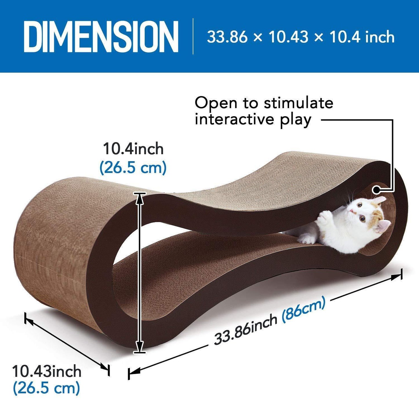 Infinity Shaped Cat Scratcher Bed with Durable Cardboard Scratching Pad