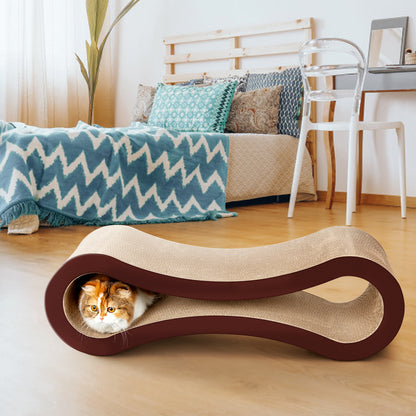 Infinity Shaped Cat Scratcher Bed with Durable Cardboard Scratching Pad