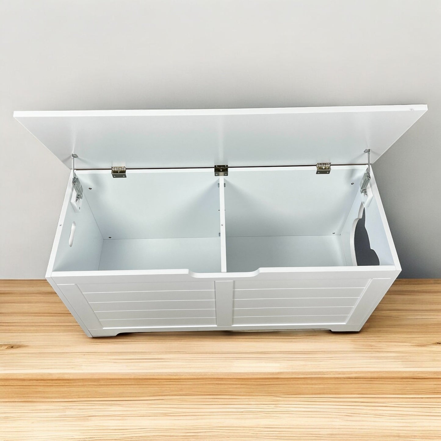 White Cat Litter Box Enclosure with Top Open Design