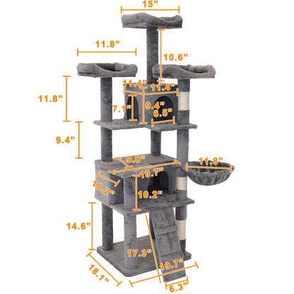 Cozy Multi-Level Cat Tree and Condo with Scratching Posts