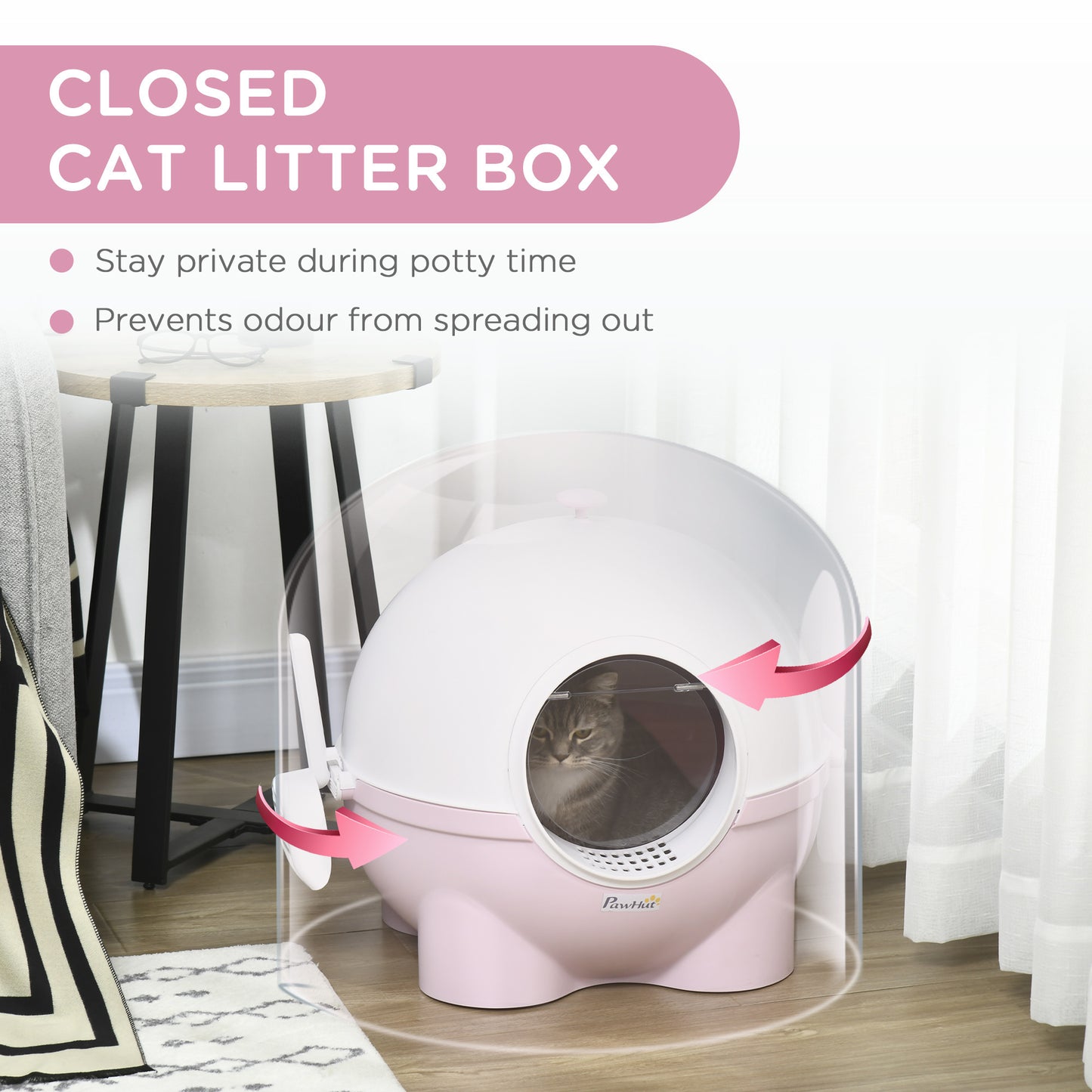 Hooded Cat Litter Box for Large Cats with Scoop