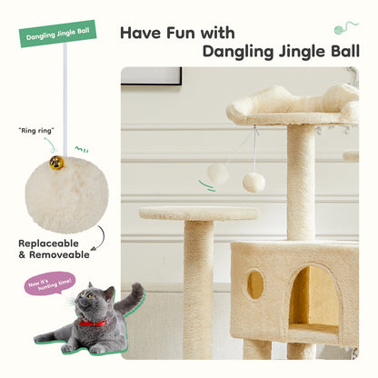 54" Multi-Level Cat Tree with Plush Perches & Cozy Condos