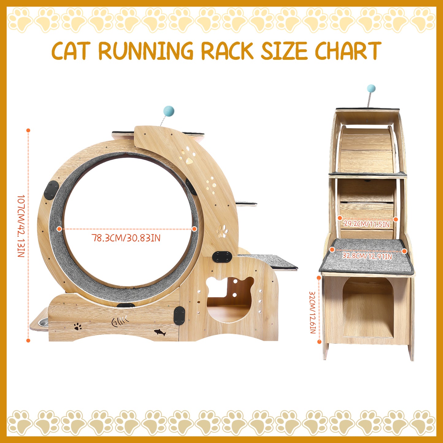 Upgraded 6-in-1 Cat Exercise Wheel: Large Treadmill with Silent Running & Engaging Toys for Fitness & Fun