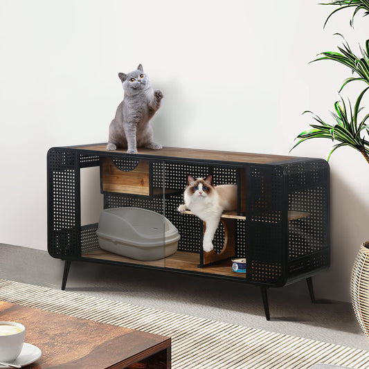 Spacious and Comfortable Cat House with Tempered Glass - For Living Room, Hallway, and Other Spaces